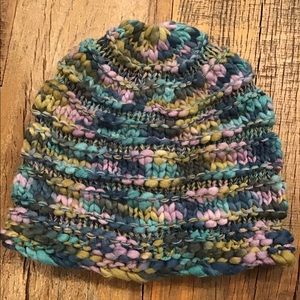 Blue Multi Knitted Stretch Beanie